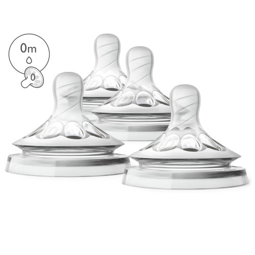Philips Avent Natural Baby Bottle First Flow Nipple, 4pk, SCF657/43