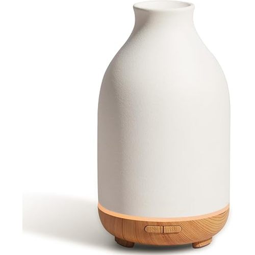 InnoGear Essential Oil Diffuser, 150ml Ceramic Stone Diffuser Handcrafted Aromatherapy Diffusers Ultrasonic Cool Mist Humidifier Vaporizor with 2 Mist Modes Waterless Auto Off for Room Office, White