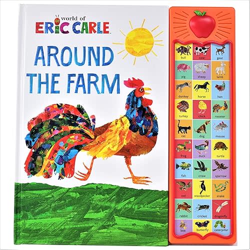 World of Eric Carle, Around the Farm 30-Button Animal Sound Book - Great for First Words - PI Kids Hardcover – Sound Book, February 1, 2013