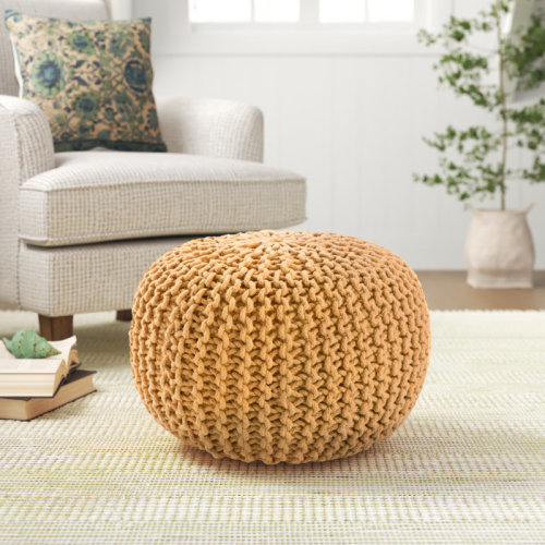 Highland Dunes Anely 20" Wide Round Pouf Ottoman