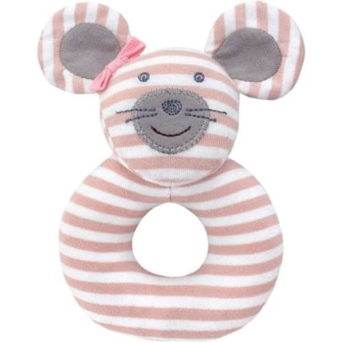 Organic Farm Buddies Apple Park Ballerina Mouse Teething Rattle, Baby Toy for Infants - Hypoallergenic, 100% Organic Cotton