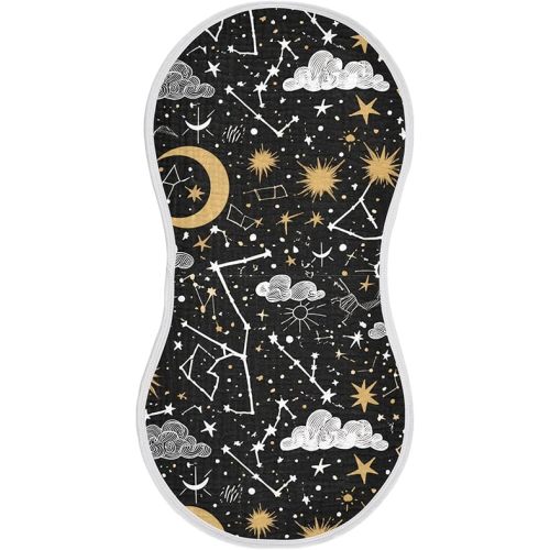xigua Celestial Stars Muslin Baby Burp Cloths Set of 1, Super Soft & Absorbent Burping Rags, Cotton Burp Clothes Shower Gift for Newborn, Baby Girls and Boys