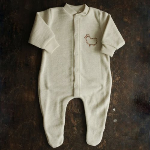 Baby Merino Wool Terry Pyjamas - Natural