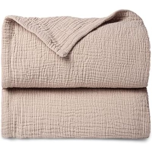 Lulu moon Muslin Baby Blanket Quilt - Crib Blanket for Toddlers 47"× 47" Sand