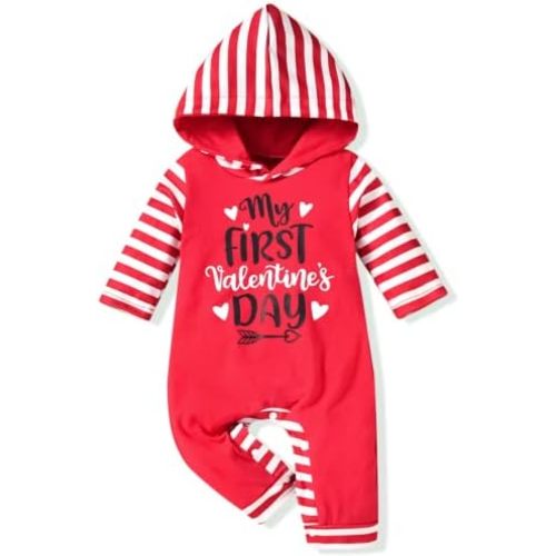 First Valentine's Day Hooded Romper
