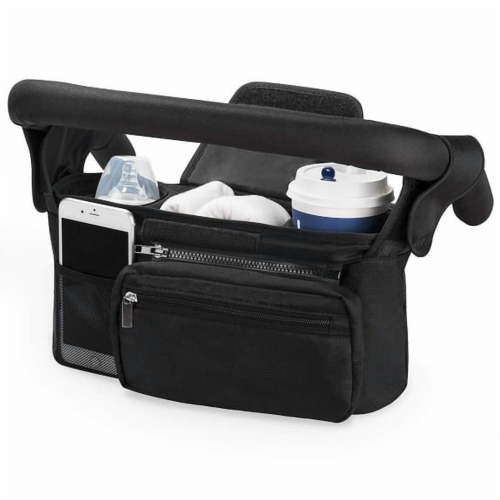 Universal Stroller Organizer with Insulated Cup Holders, Detachable Phone Bag & Shoulder Strap, Stroller Caddy Storage Bag Fits Uppababy, Baby Jogger, Britax, BOB, Umbrella & Pet Strollers