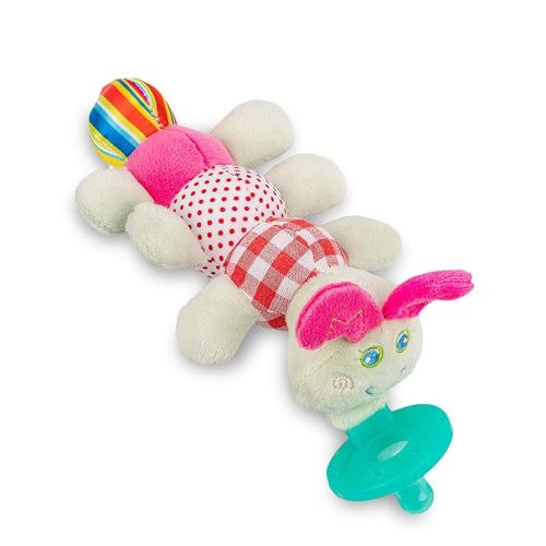 Caterpillar Stuffed Animal Pacifier Holder, Latex-Free Soother with Stuffed Toy, Calming and Easy to Clean Baby Stuff, Newborn Pacifier- BabyLuv