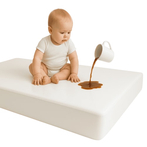 "Deluxe Baby Bed Protector, Vinyl Zippered Waterproof Crib Mattress Cover Standard Size 28"" x 52"