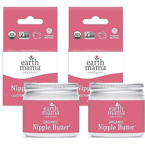 Organic Nipple Butter™ Breastfeeding Cream by Earth Mama | Postpartum Essentials Safe for Nursing, Non-GMO Project Verified, No Lanolin, 2-Fluid Ounce (2-Pack)