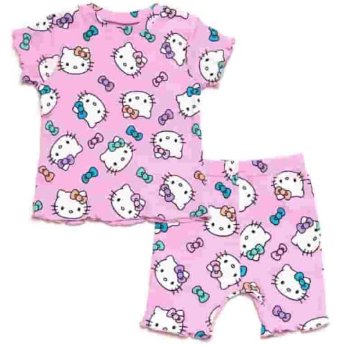 Hello Kitty Ribbed T-Shirt and Shorts Outfit Set Newborn to Little Kid