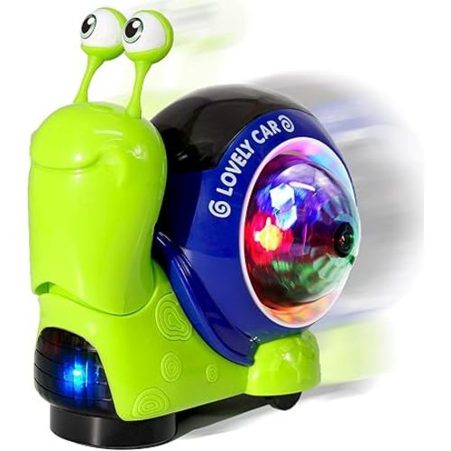 Luminous Crawling Snail Baby Toy, Auto Obstacle Avoidance, Projection Light Music Interactive Sensory Snail Toy for Baby 12-18 36 Months Walking Toddler 1 2 3 4 5 6 Years Old