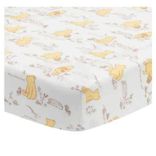 Disney Baby Storytime Pooh 100% Cotton Fitted Crib Sheet - White – Lambs & Ivy