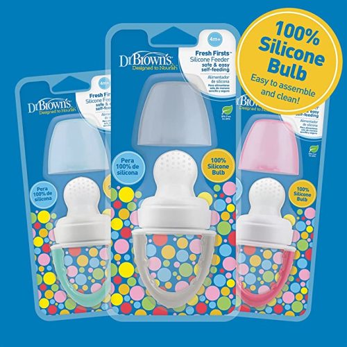 Dr. Brown's Designed to Nourish, Fresh Firsts Silicone Feeder, Mint & Gray, 2 Count