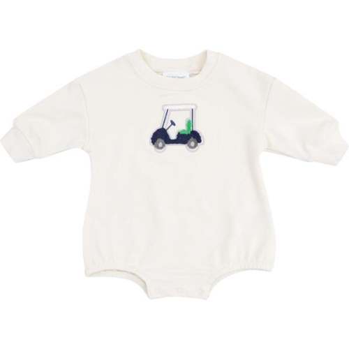 French Terry Sweatshirt Bubble with Applique - Golf Cart, Blue - Angel Dear | Maisonette