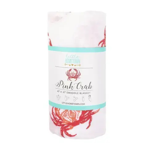 Pink Crab Baby Muslin Swaddle Blanket: Soft & Breathable – Little Hometown