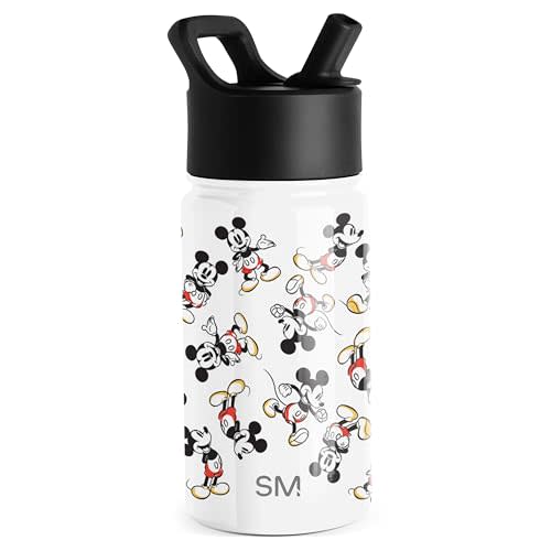 Simple Modern Kids Summit Water Bottle with Straw Lid | Disney Mickey Mouse 14oz Stainless Steel Cup Insulated Tumbler for Boys, School | Mickey Mouse Retro