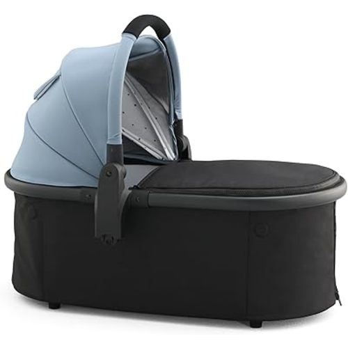 Mockingbird Bassinet - Compatible Single and Single-to-Double Strollers - Newborn Lie-Flat and Overnight Sleep Solution - Mattress, Sheet Included - Stone Blue