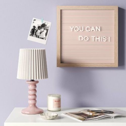 Mini Stick Table Lamp with Pleated Shade Pink - Room Essentials™
