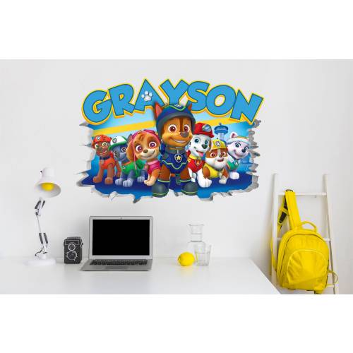 Paw Patrol Craft Wall Decal Wall Mural Stickers Design Customizable Kids Boys 3D Smash Girls