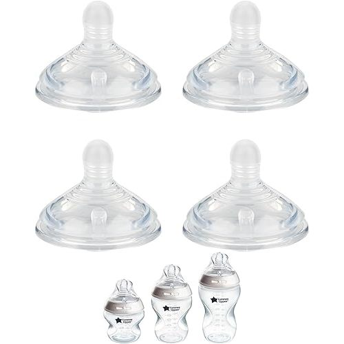 Silicone Nipple (M) for Tommee Tippee Natural Start Anti-Colic Baby Bottles, Medium Flow, 3m+, 4 Count