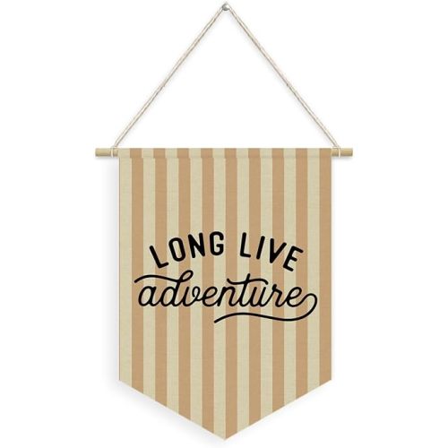 Boy Room Playroom Decor Linen Pennant Banner,Long Live Adventures Linen Pennant Banner, Vintage Boy Nursery Decor,Wall Hanging for Boys Bedroom Toddler Decorations