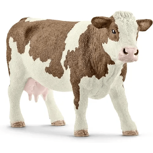 Schleich Farm World Simmental Cow Toy Figurine - Educational and Durable Farm Animal Toy Figure, Fun and Imaginative Play for Boys and Girls, Gift for Kids Ages 3+