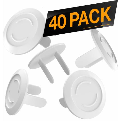 40 Pack Outlet Plugs Covers [Protect Your Child] Child Proof - Best Safety Electrical Power Socket Plug Wall Cover Protector - Plastic Baby Proofing Caps [Perfect FIT] White (40 Pack)