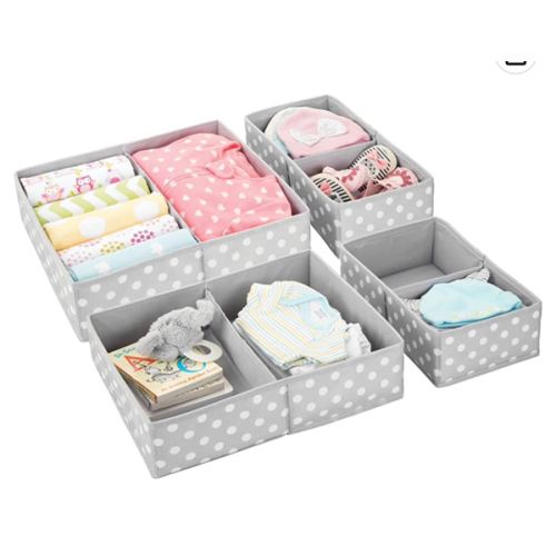 Amazon.com: mDesign Fabric Drawer Storage Divider Organizer Bins for Nursery, Kids Bedroom Dresser, Closet, Shelf, Playroom Organization, Hold Clothes, Toys, Diapers, Lido Collection, 2 Pack, Linen : Home & Kitchen