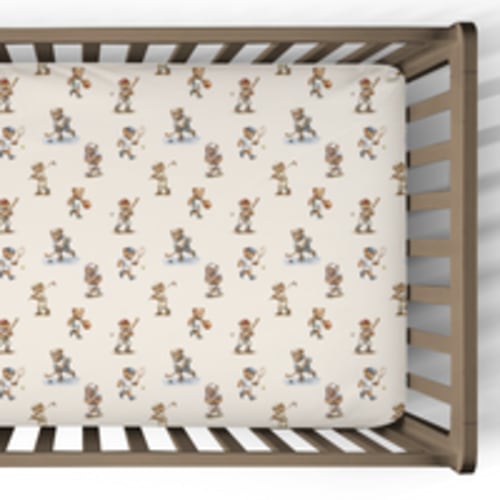 Football Crib Sheets with Teddy Bears and Classic Style
