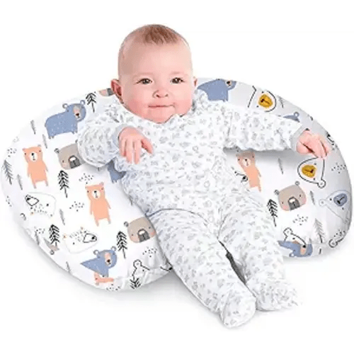 Little Grape Land Nursing Pillow for Infants, Breastfeeding Pillows, Baby Support Pillow for Nursing, Bottle Feeding, Tummy Time with Machine Washable Cover & Breathable Filling, Bear