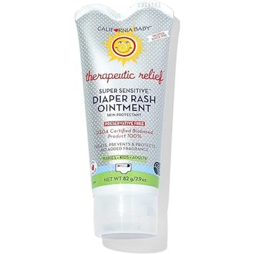 California Baby Super Sensitive Diaper Rash Cream | 100% Bio-Based | Zinc Oxide Ointment | Unscented Diaper Cream | Cloth Diapers Safe | 82 g / 2.9 oz