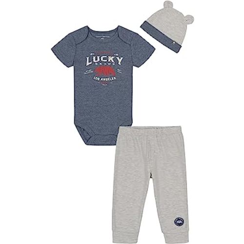 Lucky Brand Baby Boys 3 Pieces Bodysuit Pant Set