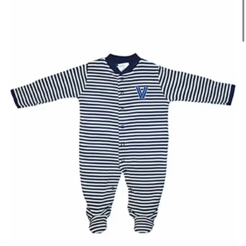 Villanova Wildcats NAVY Baby Striped Footed Romper Pajamas