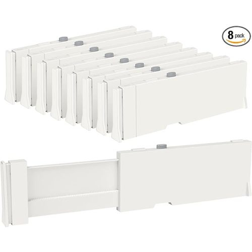 Vtopmart Drawer Dividers for Clothes 8 Pack, Adjustable 4" High Expandable from 11.6"-17" Dresser Drawer Organizer, Plastic Drawers Separators for Dresser, Baby Clothes, Kitchen and Office Storage