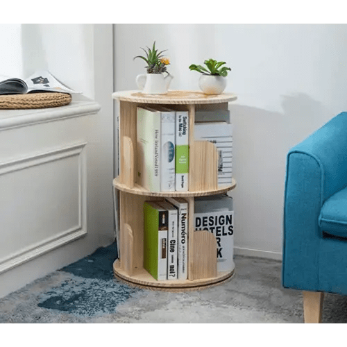 Heehee 2 Rotating Bookshelf 360 Display Floor Standing Bookcase Storage Rack for Kids&Adults Multi-Functional Bookshelf Organizer (2-Tier)