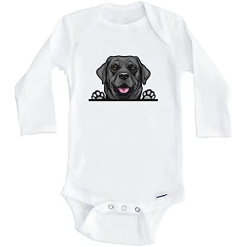 Really Awesome Shirts Black Lab Dog Breed Cute One Piece Baby Bodysuit (Long Sleeve)