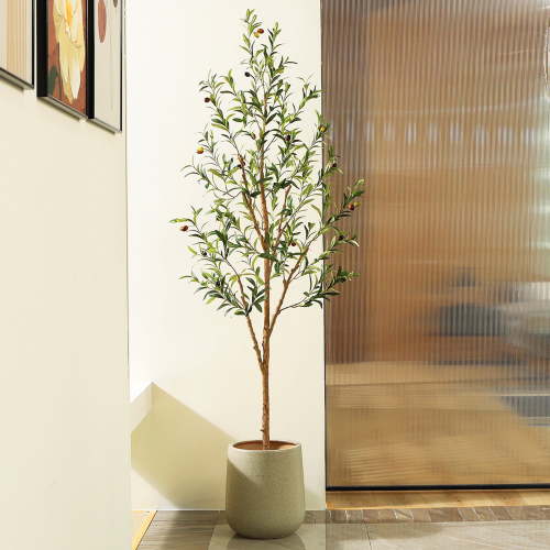 DR.Planzen 72 in Artificial Olive Tree in Black Plastic Pot