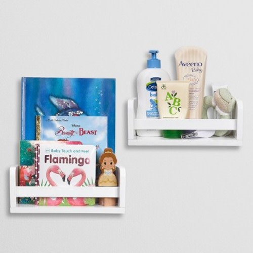 2pk Kids' 10" Floating Wall Mount Bookshelf Set White - RiverRidge Home