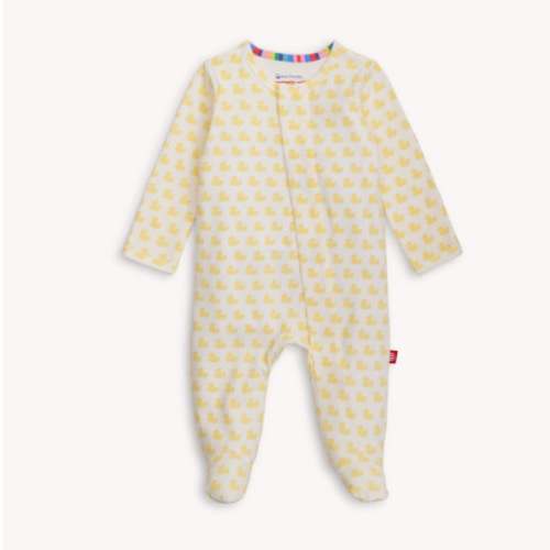 many ducks yellow organic cotton magnetic parent favorite footie – Magnetic Me