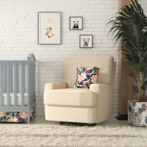 Baby Relax Rylan Swivel Glider Rocker Recliner Chair - Beige Velvet