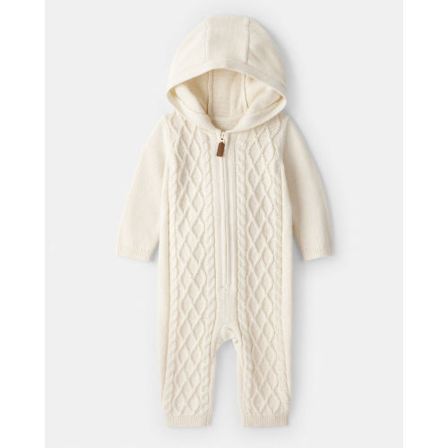 Baby Boy Long-Sleeve Cableknit Jumpsuit - Cream - Carter's | Carter's