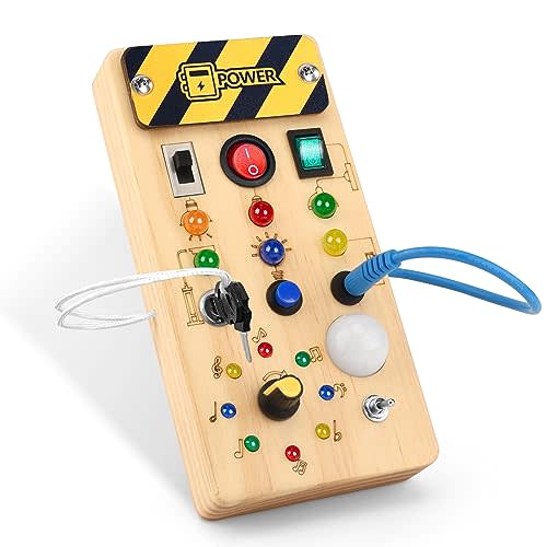 wakeInsa Montessori Busy Board,Montessori Toys for 1-3 Years Old,Baby Sensory Board,Preschool Learning Activities,Wooden Toys for Toddler,Christmas & Birthday Gift for Boys & Girls