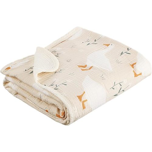 Breling Silly Goose Muslin Baby Blankets for Girls Boys, 100% Cotton Crib Blanket for Infant Toddler, 40 x 36 Inch Soft and Lightweight Nursery Swaddling Wrap