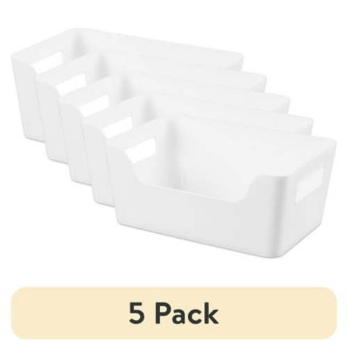 Mainstays 2-Pack Small Easy Access Bins, White, Closet Storage Organizer