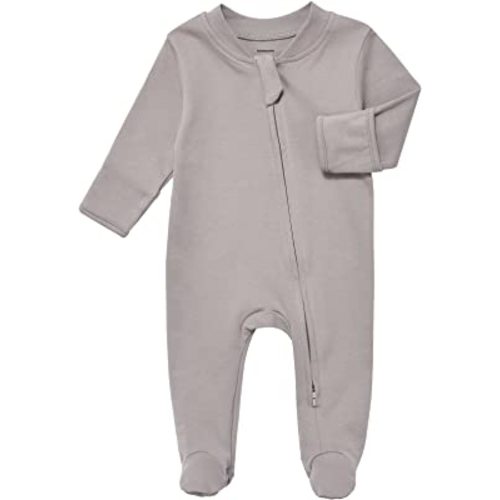 Aablexema Organic Cotton Baby Footie Pajamas with Mittens Newborn Soft Zip Sleeper (0-3 months)