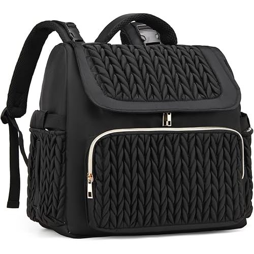 Diaper Bag Backpack, Baby Bag with Changing Pad, Travel Waterproof Diaper Bag Tote, Newborn Essentials Must Haves, Luxury baby shower gifts for boys & Girls, Black