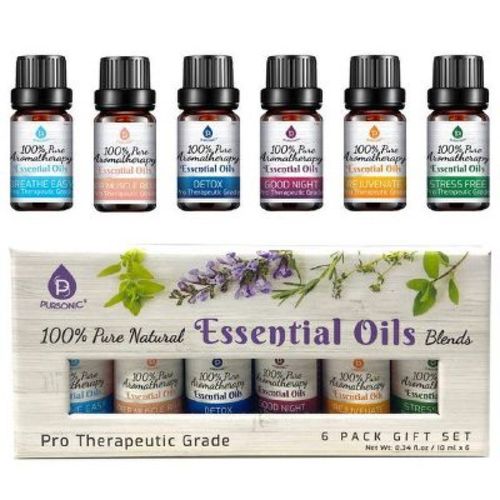Pursonic 6 Pack Of 100% Pure Essential Aromatherapy Oils Blends