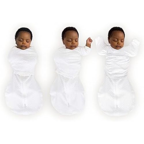 SwaddleDesigns Omni Swaddle Sack Arms Up Half-Length Sleeves & Mitten Cuffs, Easy Swaddle Transition, Sterling Dots, 0-3 Mo