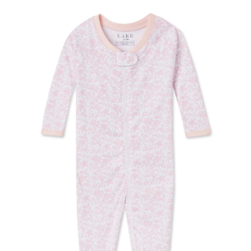 LAKE | Baby | Pima Cotton Pajamas | English Rose Garden Floral Baby Sleeper