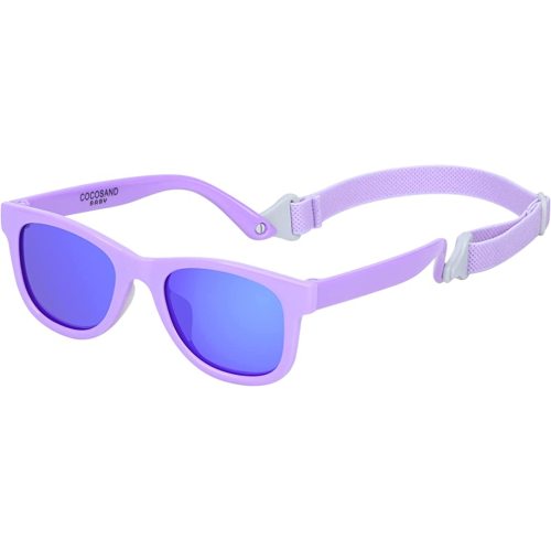 COCOSAND Baby Sunglasses with Strap Polarized Flexible Square UV400 for Infant Toddler Boys Girls Age 0-24 Months